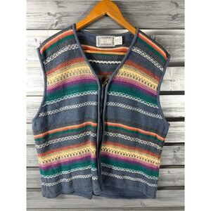 Vintage Concrete Sweater Vest Womens Small Zip Up Southwest Cosby Hip Hop Baggy